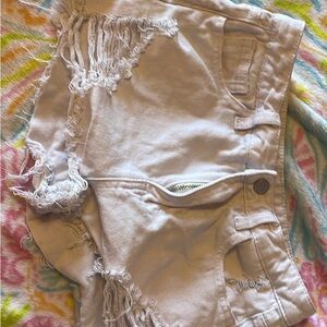 Stylish Distressed White Women's  Jean Shorts